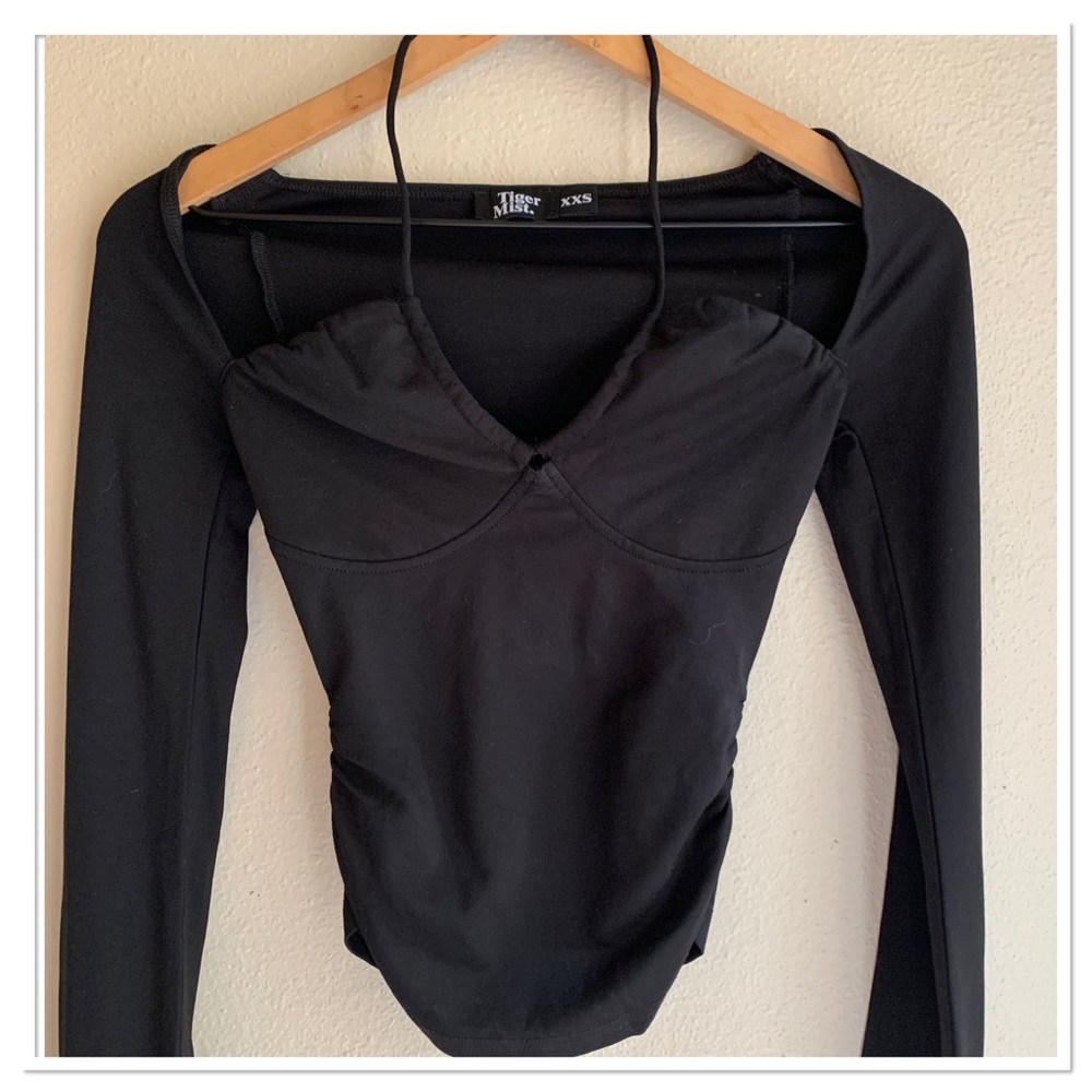 Tiger Mist Corrina Top Black Long Sleeve Low Cut Size XXS - Picture 2 of 9